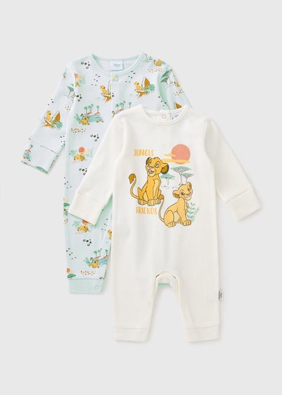 Disney 2 Pack Cream Lion King Sleepsuits (Newborn-23mths)