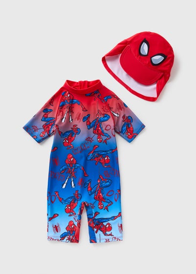 Spiderman Boys Blue Surf Suit & Hat Set (12mths-7yrs)