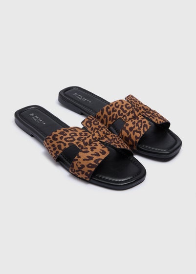 Brown Leopard Mule Sandals