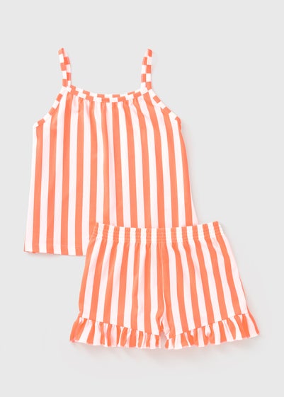 Girls Orange Stripe Cami Pyjama Set (7-13yrs)