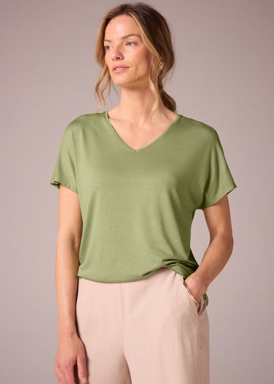 Et Vous Khaki V-Neck Top