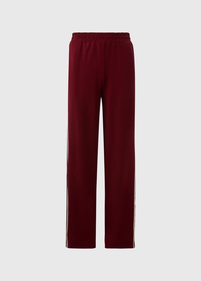 Burgundy Side Stripe Wide Leg Trousers