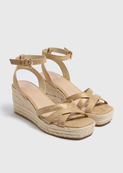 Gold Espadrille Wedge Sandals