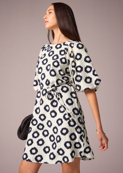 Et Vous Navy Scratch Puff Sleeve Dress