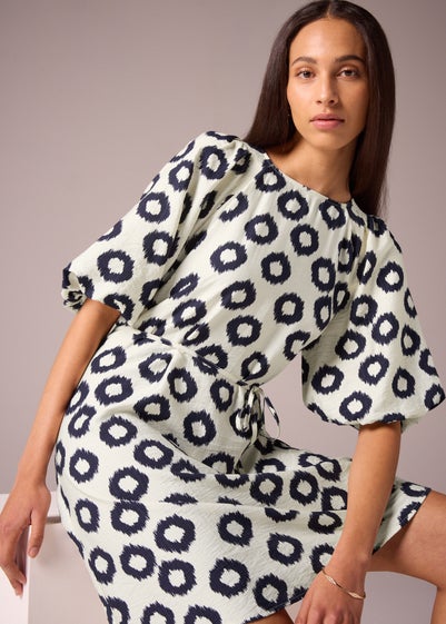 Et Vous Navy Scratch Puff Sleeve Dress