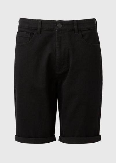 Black Stretch Denim Shorts