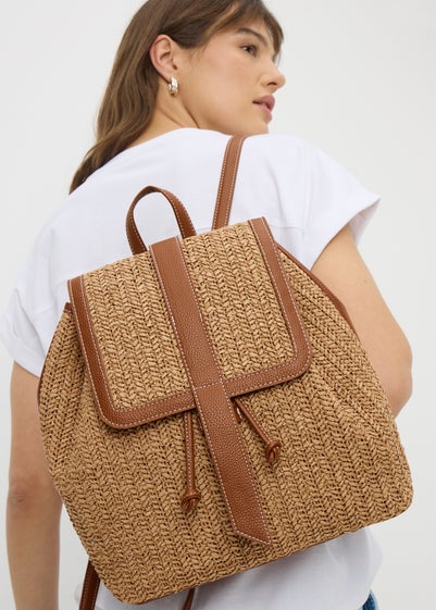 Natural Straw Backpack