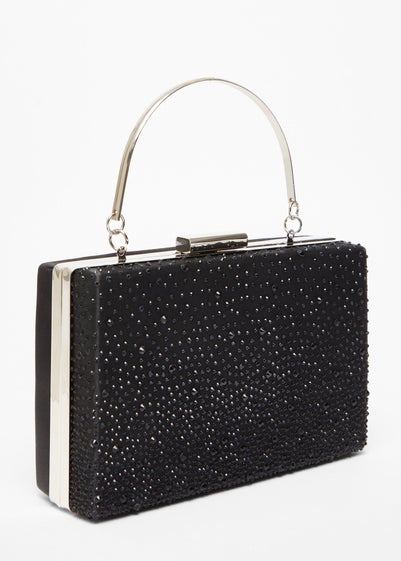 Quiz Black Scattered Diamante Box Bag