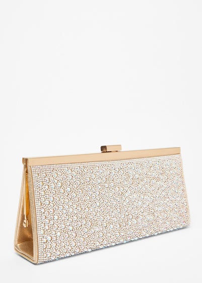 Quiz Gold Embellished Long Clutch