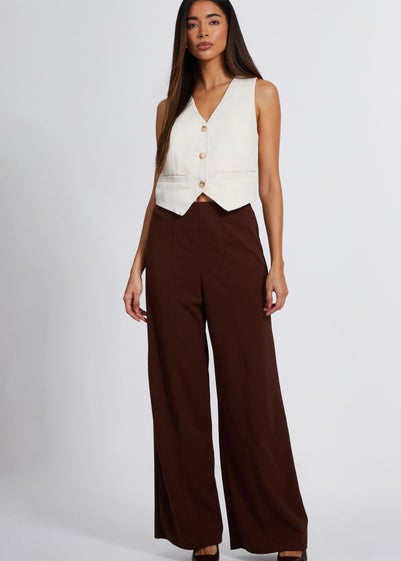 Quiz Brown High Waist Wide Leg Trousers