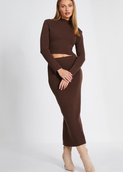 Quiz Brown Knit Midaxi Skirt