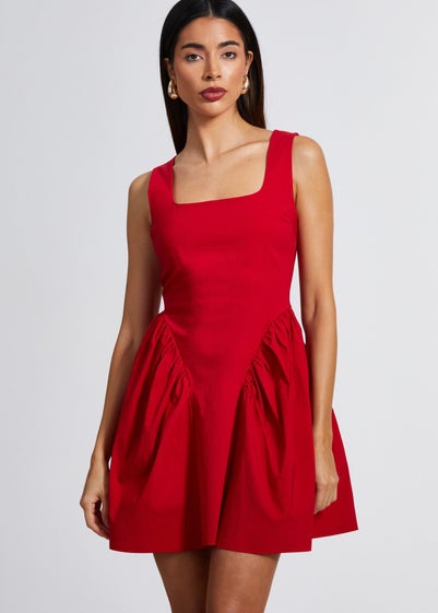 Quiz Red Scoop Back Skater Dress