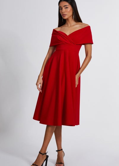 Quiz Red Skater Midi Dress