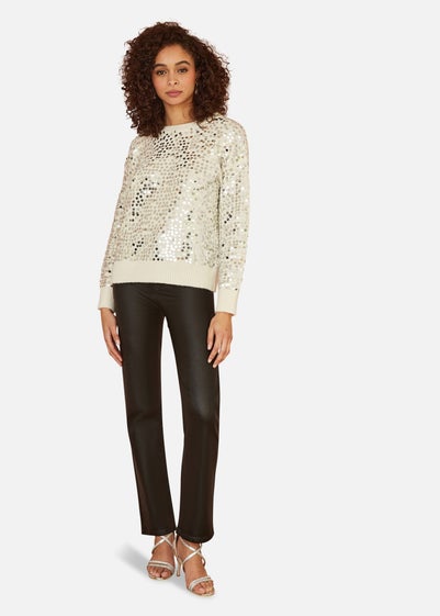 Mela Ivory All Over Sequin Relaxed Fit Jumper