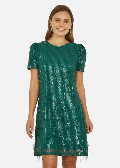 Mela Green Dripping Sequin Tunic Dress