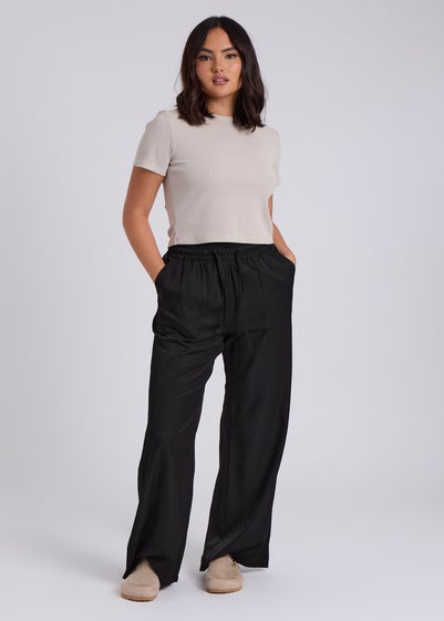 Urban Bliss Black Drawstring Wide Leg Trouser