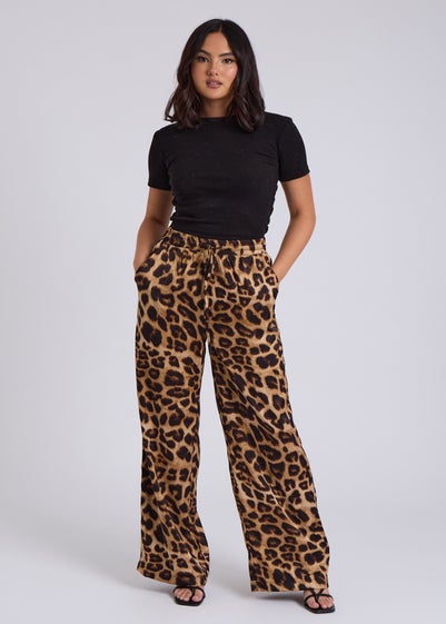 Urban Bliss Brown Leopard Wide Leg Trouser