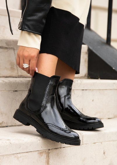 Linzi Esme Black Patent Chelsea Ankle Boot