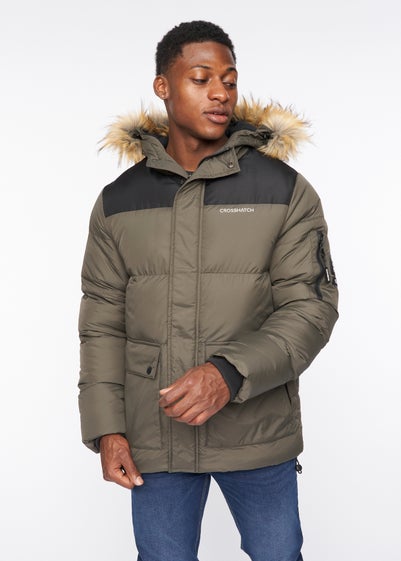 Crosshatch Olive Bentlays Hooded Jacket