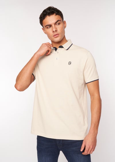 Crosshatch Off White Mapouts Pique Polo