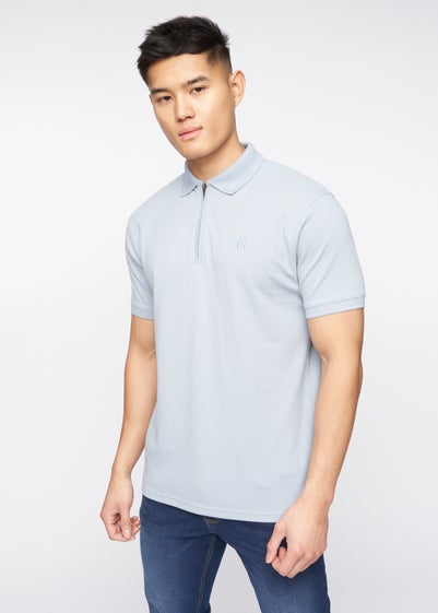 Crosshatch Blue Telepart Zip Neck Polo