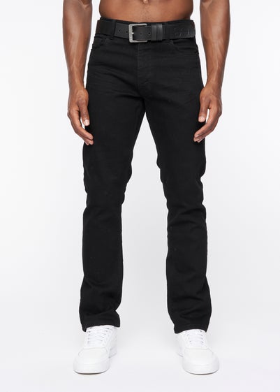 Crosshatch Solid Black Cadman Straight Jeans