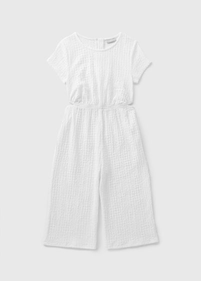 Girls White Crinkle Cut Out Jumpsuit (7-15yrs)