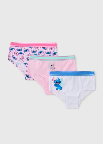 Girls Disney Stitch 3 Pack Pink Hipsters (2-7yrs)