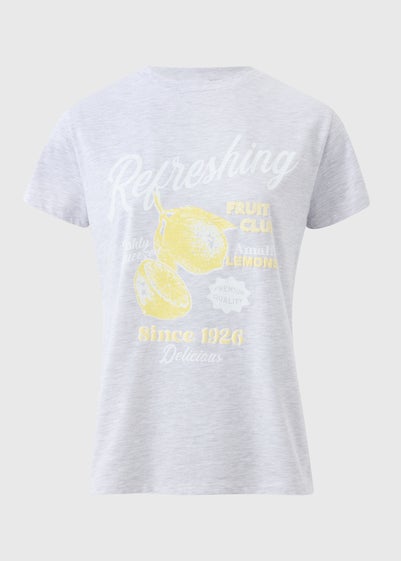 Grey Marl Lemon Graphic T-Shirt