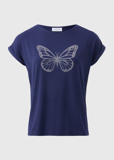 Navy Studded Butterfly T-Shirt