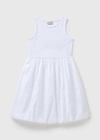 Girls White Puffball Dress (7-15yrs)