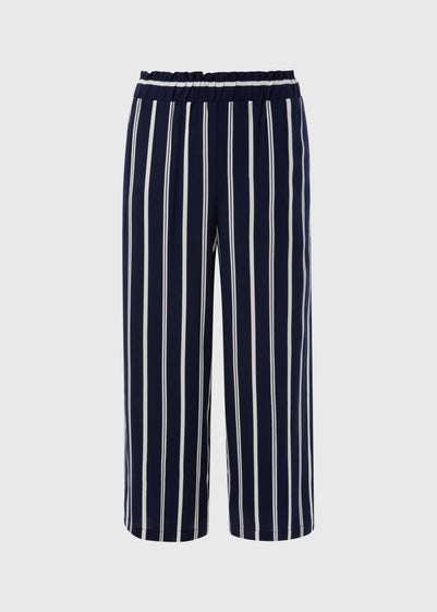 Navy Stripe Cropped Trousers