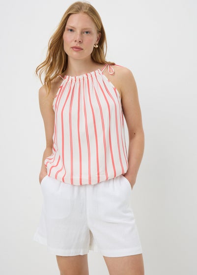 White Linen Blend Shorts