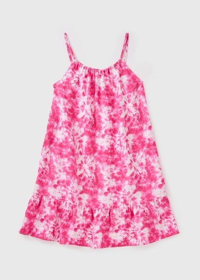 Girls Pink Tie Dye Dress (7-15yrs)