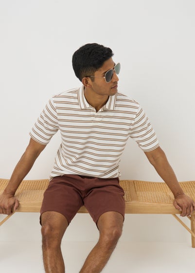 Ecru Stripe Polo Shirt