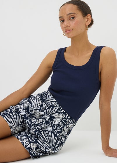 Navy Tropical Floral Shorts
