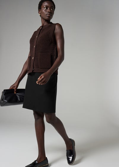 Black Ponte Knee Length Skirt