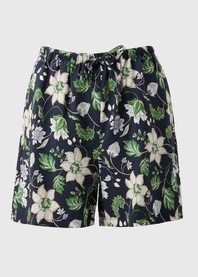 Black Floral Textured Shorts