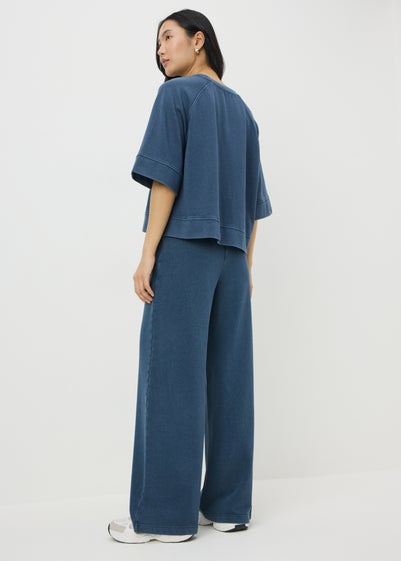Blue Acid Wash Jogging Bottoms