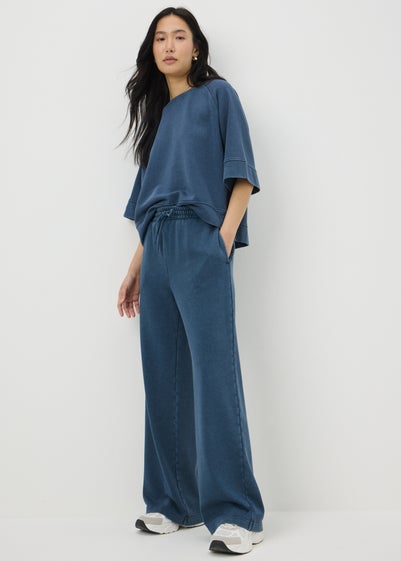 Blue Acid Wash Jogging Bottoms