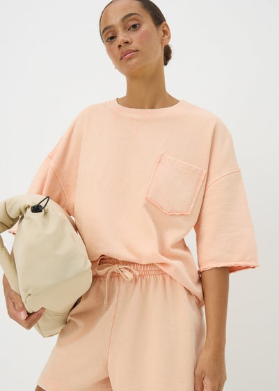 Orange Acid Wash Short Sleeve Top