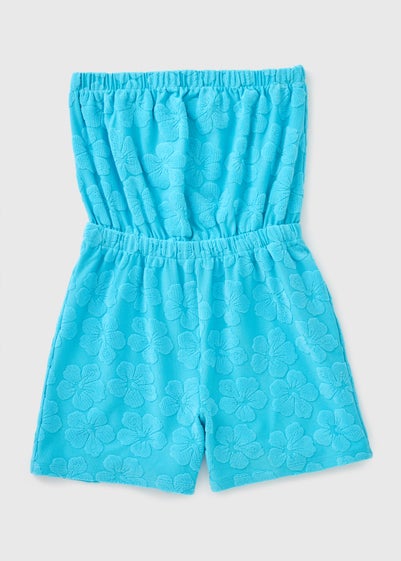Girls Blue Towelling Playsuit (7-15yrs)