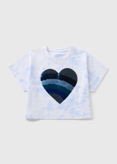 Girls Blue Sequin Tie Dye T-Shirt (7-15yrs)