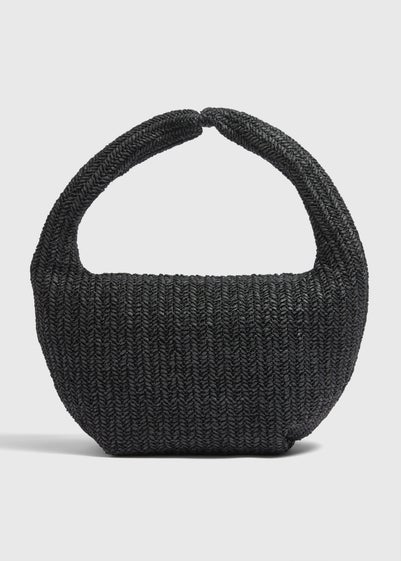 Black Straw Shoulder Bag