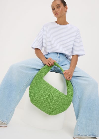 Green Straw Shoulder Bag