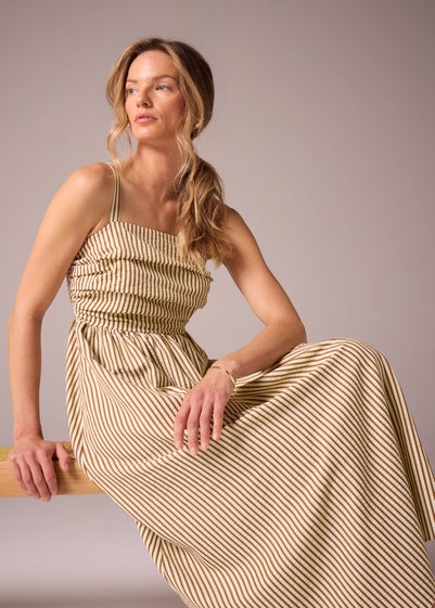 Et Vous Brown Stripe Textured Dress
