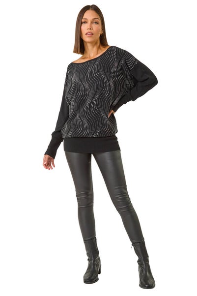 Roman Black Wave Hotfix Knit Jumper