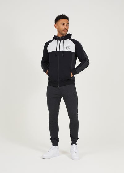 Brave Soul Charcoal Contrast Panel High Neck Full Zip Hoody and Jogger Set