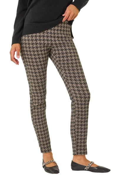 Roman Charcoal Dogtooth Print Bengaline Trousers