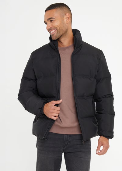 Threadbare Black Showerproof Funnel Neck Puffer Jacket